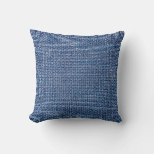 Blue linen texture closeup photo background. cushion