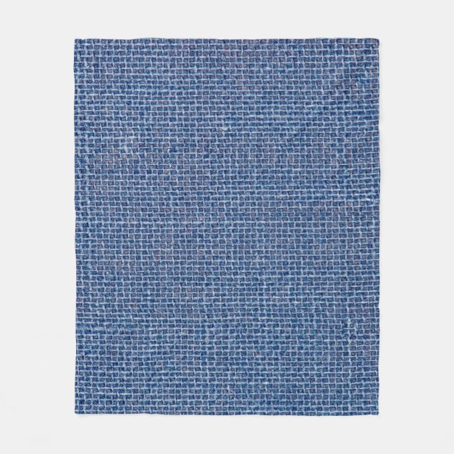 Blue linen texture closeup photo background. fleece blanket (Front)