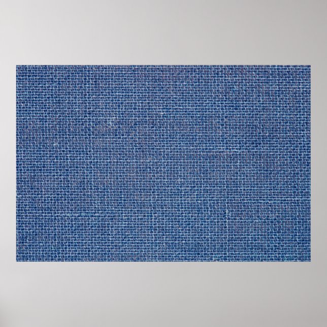 Blue linen texture closeup photo background. poster (Front)