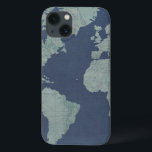Blue Linen World Map iPhone 13 Case<br><div class="desc">Blue Linen Map  Artist: Studio W</div>