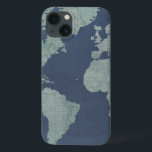 Blue Linen World Map iPhone 13 Case<br><div class="desc">Blue Linen Map  Artist: Studio W</div>