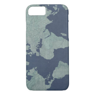 Blue Linen World Map iPhone 8/7 Case