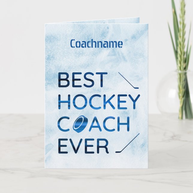 Blue lines - Best hockey coach ever thank you card (Front)