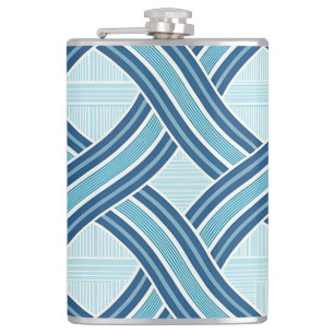 Blue Lines Pattern Hip Flask