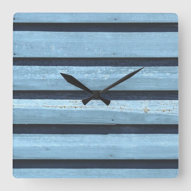 Blue Lines Square Wall Clock (Front)