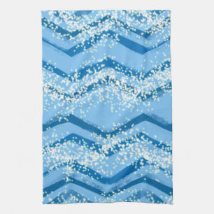 Blue Lines with White Splashes Kitchen Tea Towel