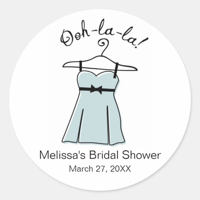 Blue Lingerie Bridal Shower Favour Stickers (Front)