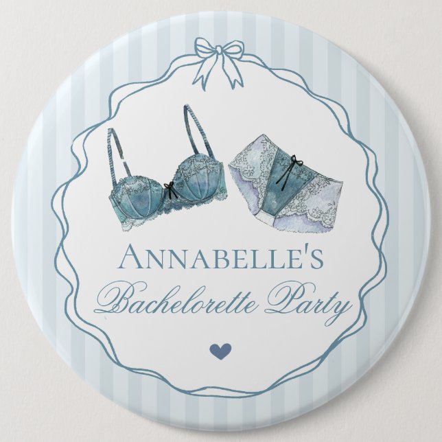 Blue Lingerie Shower Bachelorette Party Favour 6 Cm Round Badge (Front)