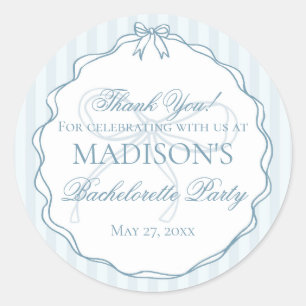 Blue Lingerie Shower Bachelorette Party Favour Classic Round Sticker