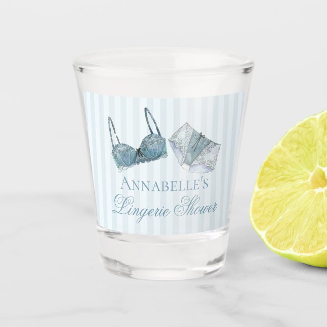 Blue Lingerie Shower Bachelorette Party Favour Shot Glass (Front)