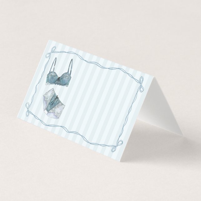 Blue Lingerie Shower Bow Place Card Table Decor (Front)