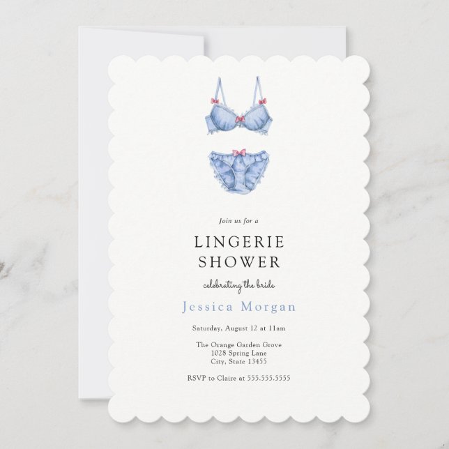 Blue Lingerie Shower Invitation (Front)