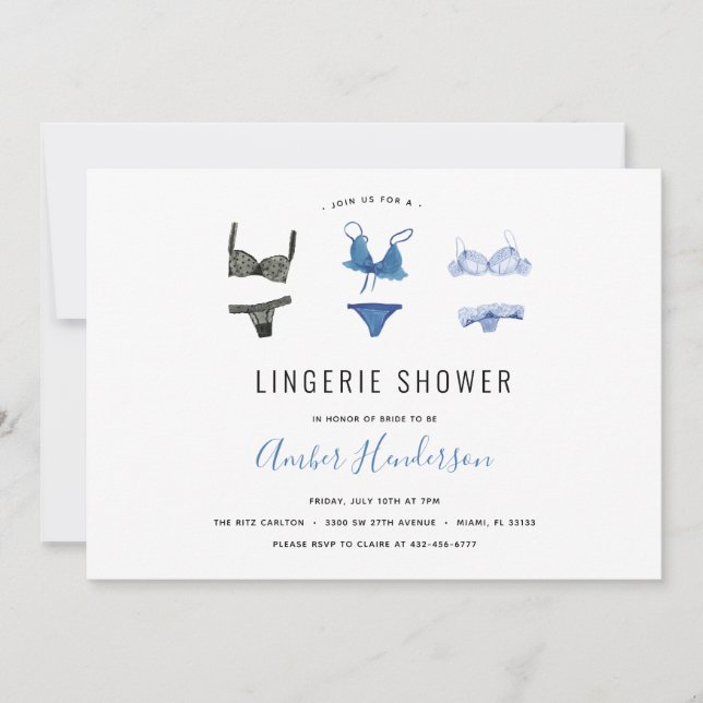 Blue Lingerie Shower Invitation (Front)