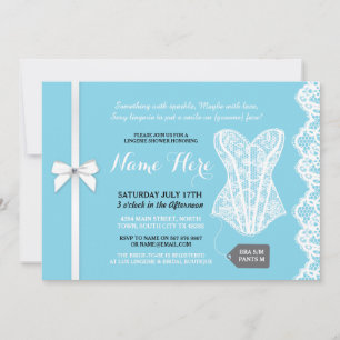 Blue Lingerie Shower Invite Lace Bridal Party