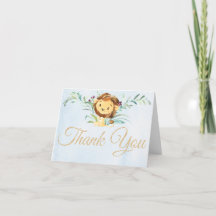 Blue Lion Boy's Baby Shower Thank You