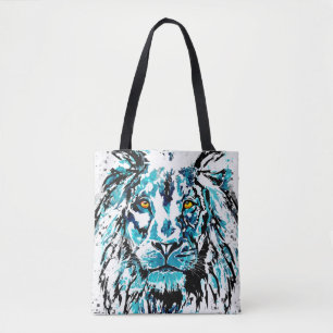 Blue Lion Drawing Lion Tote Bag