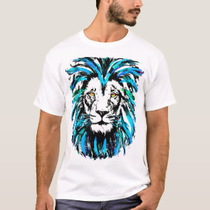 Blue Lion Head - Cool Lion Portrait T-Shirt