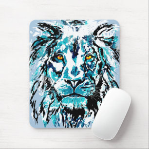 Blue Lion Head Mouse Pad Lion Mousepad
