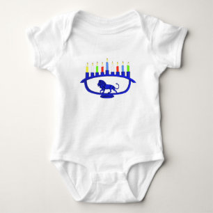 Blue Lion Menorah Baby Bodysuit