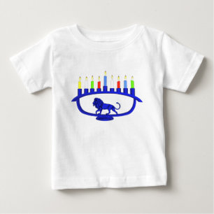 Blue Lion Menorah Baby T-Shirt
