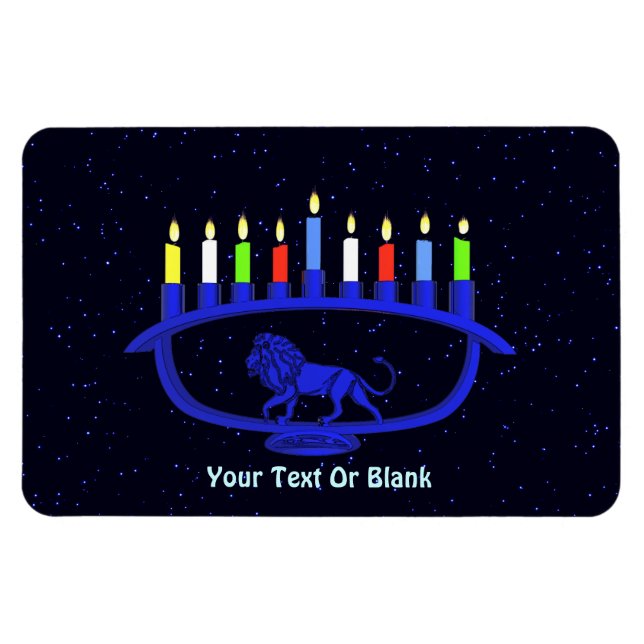 Blue Lion Menorah Magnet (Horizontal)