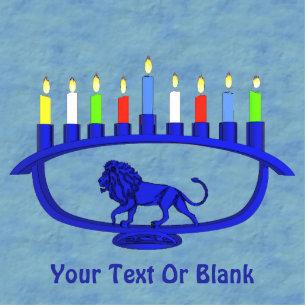 Blue Lion Menorah Photo Sculpture Magnet