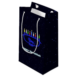 Blue Lion Menorah Small Gift Bag