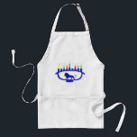 Blue Lion Menorah Standard Apron<br><div class="desc">Features a lion-themed Chanukkah menorah with all eight candles and the shamash burning. Chanukkah is the mid-winter "Festival of Lights."</div>