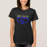 Blue Lion Menorah T-Shirt<br><div class="desc">Features a lion-themed Chanukkah menorah with all eight candles and the shamash burning. Chanukkah is the mid-winter "Festival of Lights."</div>
