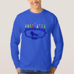 Blue Lion Menorah T-Shirt<br><div class="desc">Features a lion-themed Chanukkah menorah with all eight candles and the shamash burning. Chanukkah is the mid-winter "Festival of Lights."</div>