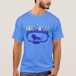 Blue Lion Menorah T-Shirt<br><div class="desc">Features a lion-themed Chanukkah menorah with all eight candles and the shamash burning. Chanukkah is the mid-winter "Festival of Lights."</div>