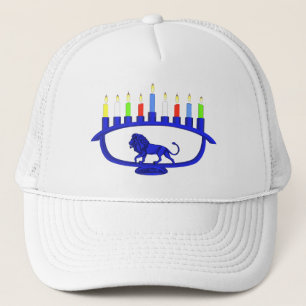 Blue Lion Menorah Trucker Hat