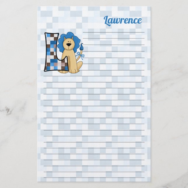 Blue Lion Mongram "L" Lined Stationery (Front)