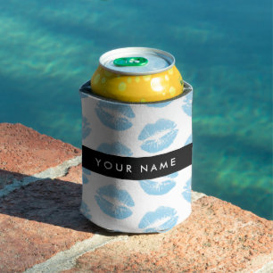 Blue Lips, Kiss, Lipstick, Your Name, Personalise Can Cooler