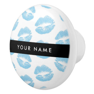 Blue Lips, Kiss, Lipstick, Your Name, Personalise Ceramic Knob