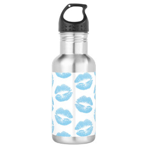 Blue Lips, Pattern Of Lips, Blue Lipstick, Kiss 532 Ml Water Bottle