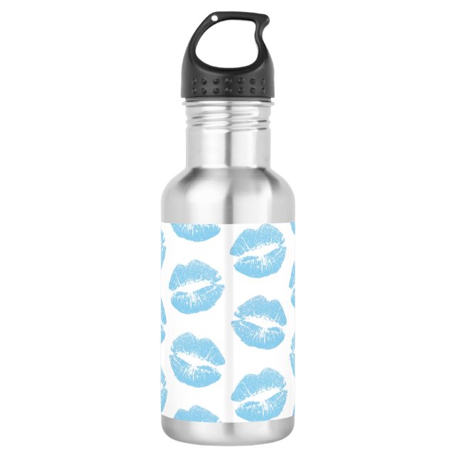 Blue Lips, Pattern Of Lips, Blue Lipstick, Kiss 532 Ml Water Bottle (Front)