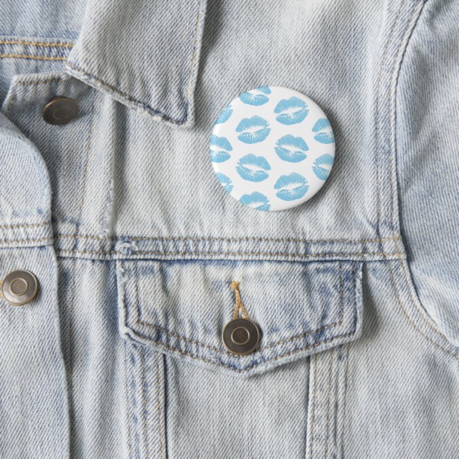 Blue Lips, Pattern Of Lips, Blue Lipstick, Kiss 6 Cm Round Badge (In Situ)