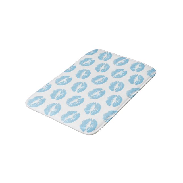 Blue Lips, Pattern Of Lips, Blue Lipstick, Kiss Bath Mat (Angled)