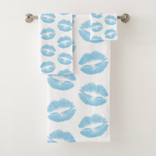 Blue Lips, Pattern Of Lips, Blue Lipstick, Kiss Bath Towel Set