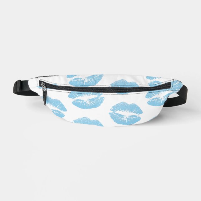 Blue Lips, Pattern Of Lips, Blue Lipstick, Kiss Bum Bags (Front)
