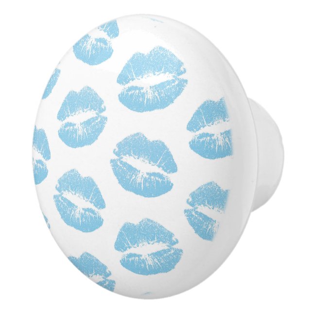 Blue Lips, Pattern Of Lips, Blue Lipstick, Kiss Ceramic Knob (Right)