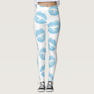 Blue Lips, Pattern Of Lips, Blue Lipstick, Kiss Leggings