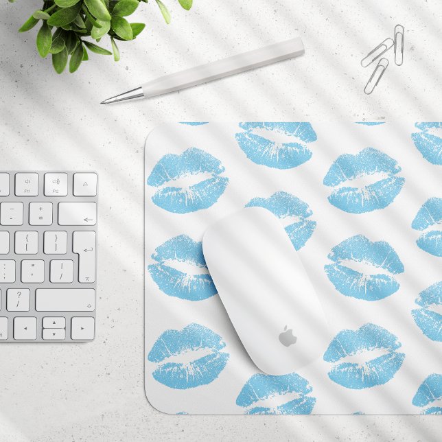 Blue Lips, Pattern Of Lips, Blue Lipstick, Kiss Mouse Mat (Creator Uploaded)