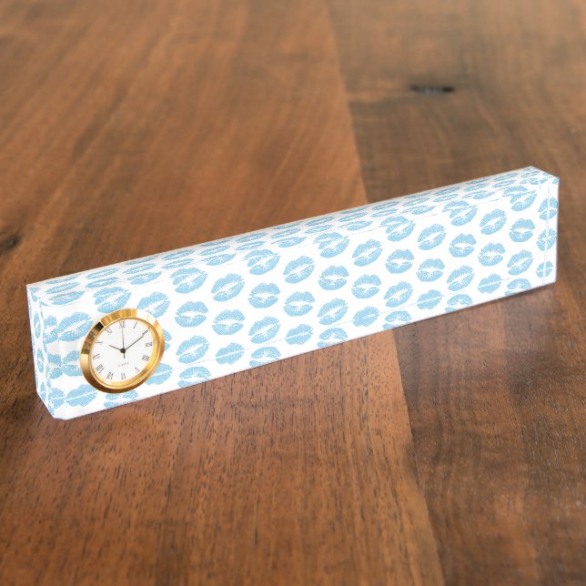 Blue Lips, Pattern Of Lips, Blue Lipstick, Kiss Nameplate (Side)