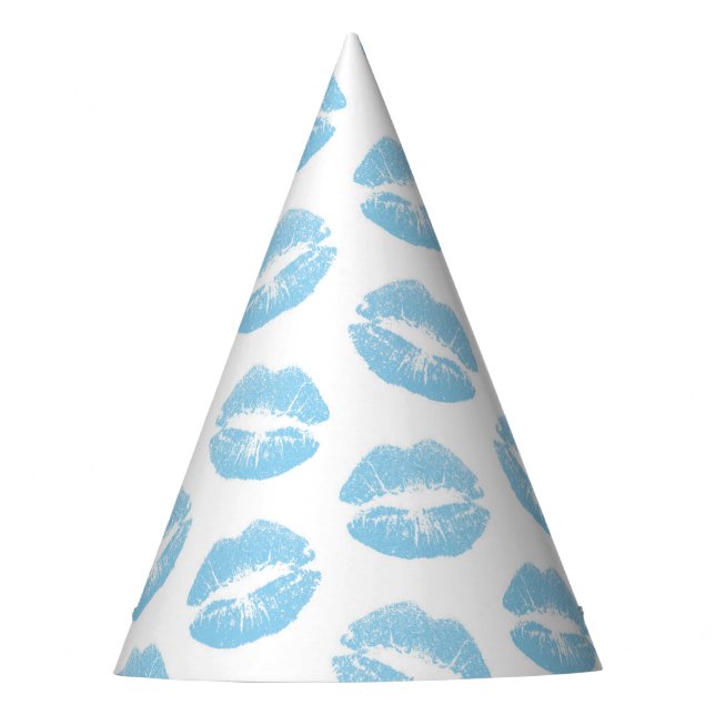 Blue Lips, Pattern Of Lips, Blue Lipstick, Kiss Party Hat (Front)