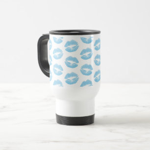 Blue Lips, Pattern Of Lips, Blue Lipstick, Kiss Travel Mug