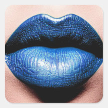 Blue Lipstick Square Sticker