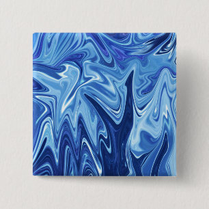 Blue liquid abstract pattern 15 cm square badge
