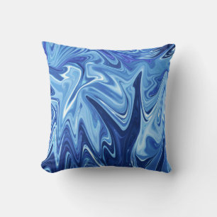 Blue liquid abstract pattern cushion